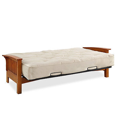 Simmons Denver Futon Frame with 8 Inch Beautyrest Pocketed Coil Futon Mattress in Taupe